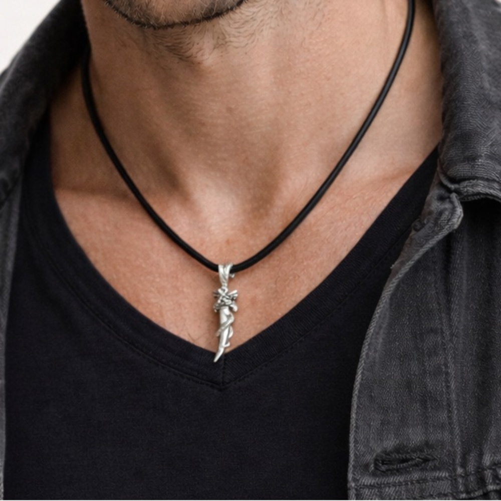 Leather cord Men Dragon necklace